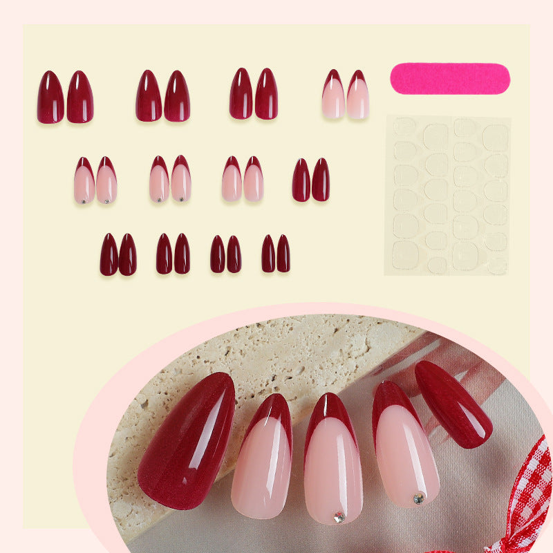 Premium Nail Art Press-On Set with Classic French Tip and Glitter Accents Acalora