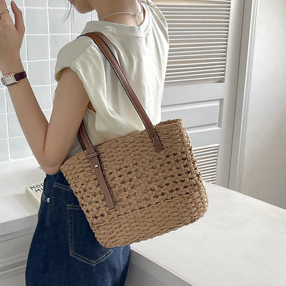 Women's Hand-knotted Basket Bag with high-quality fabric lining Karnz