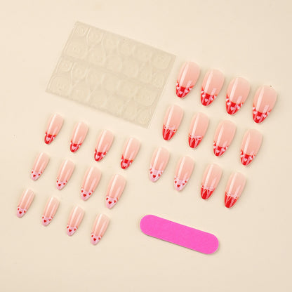Heart-Themed French Tip Press-On Nails Acalora
