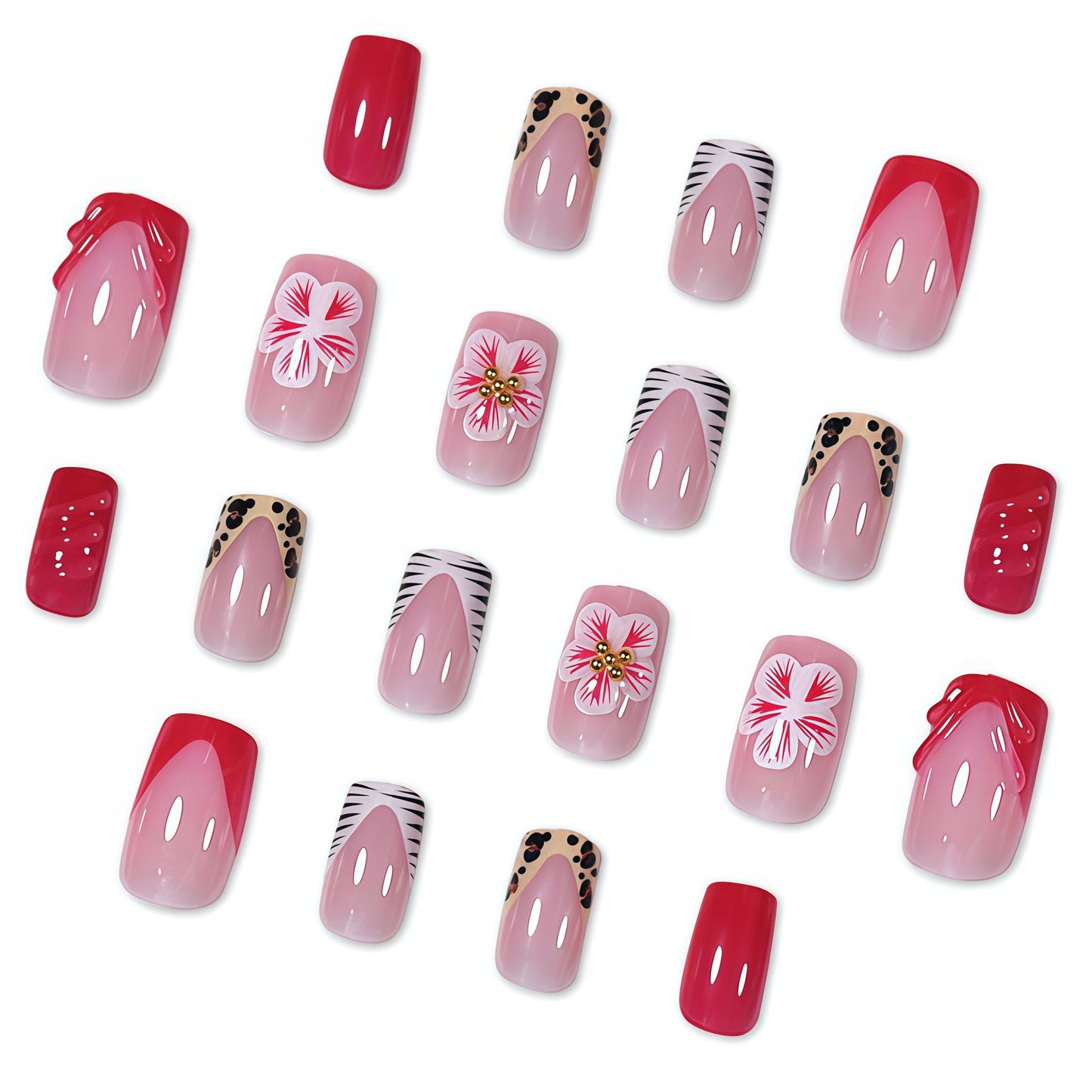 Decorative Press-On Nail Art with Floral Designs Acalora