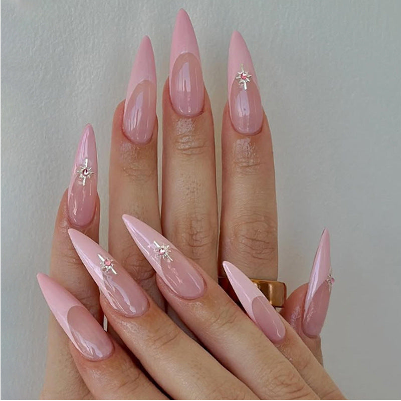 Elegant Press-On Nail Design Set with Decorative Floral Accents Acalora