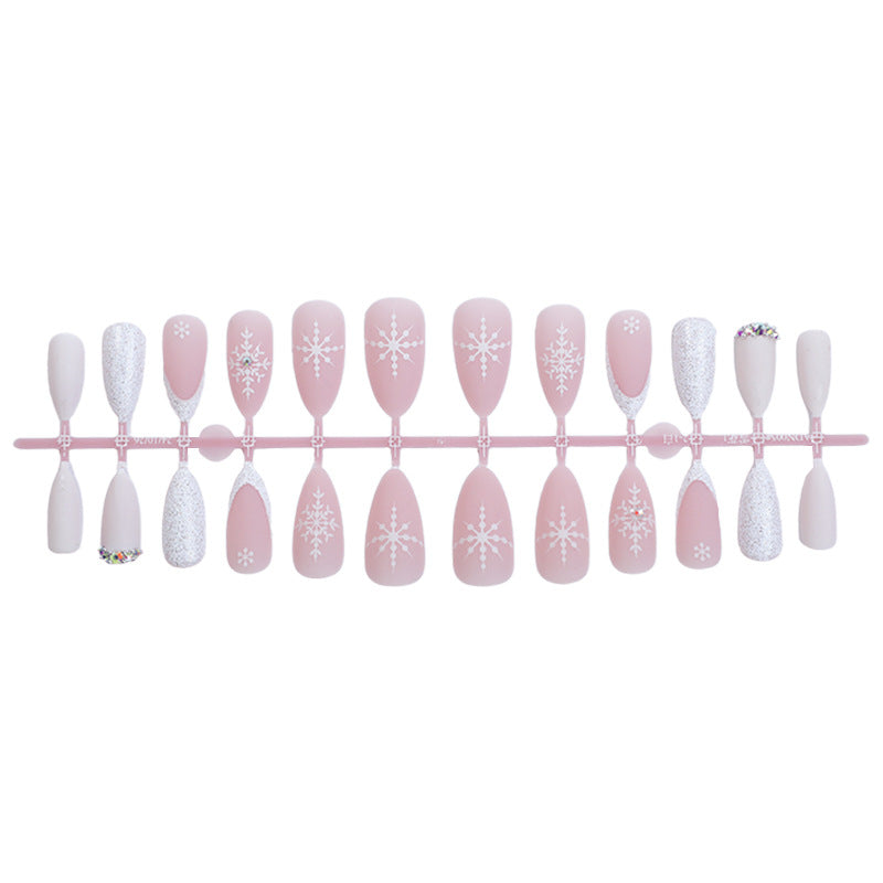 Elegant Press-On Nail Set with Winter Snowflake Designs Acalora