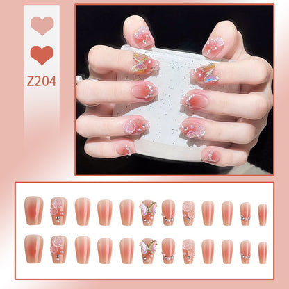 Artificial nail set with filigree 3D flowers and radiant glitter accents Acalora