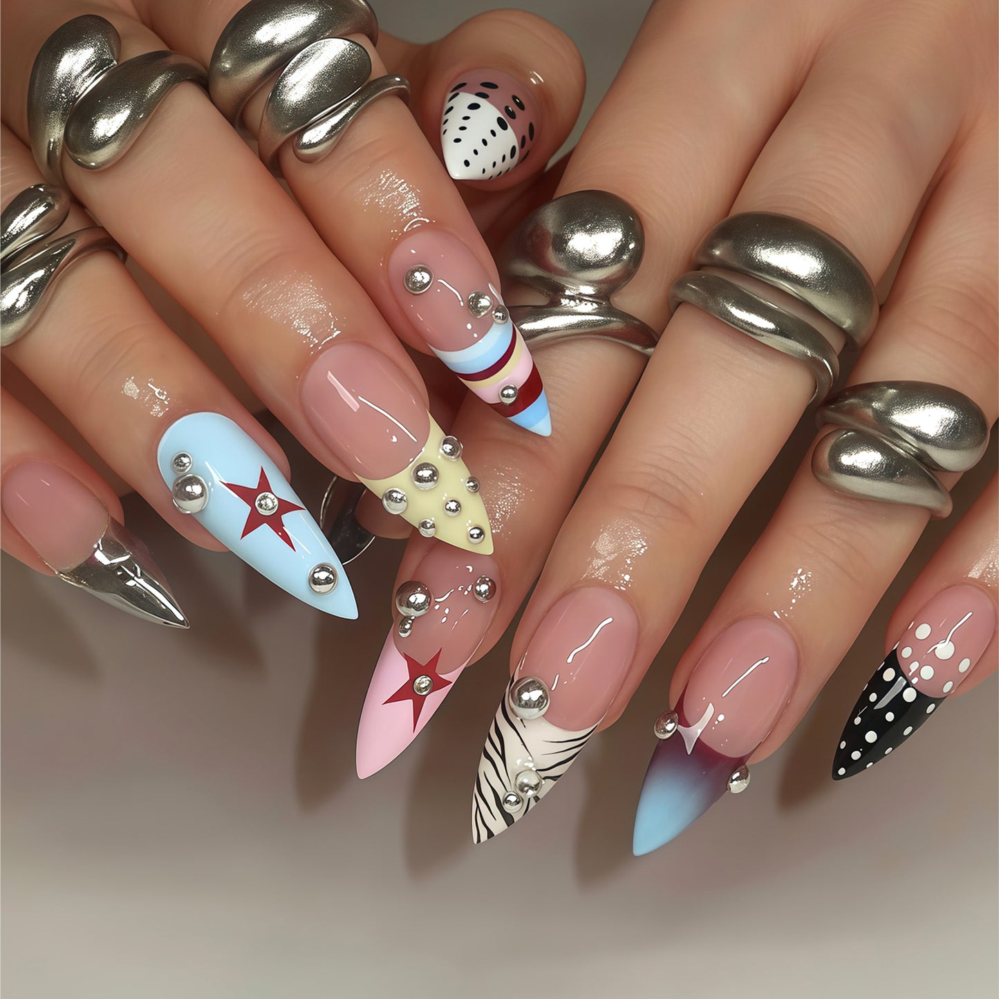 Artistic Stiletto Press-On Nail Art Collection Acalora
