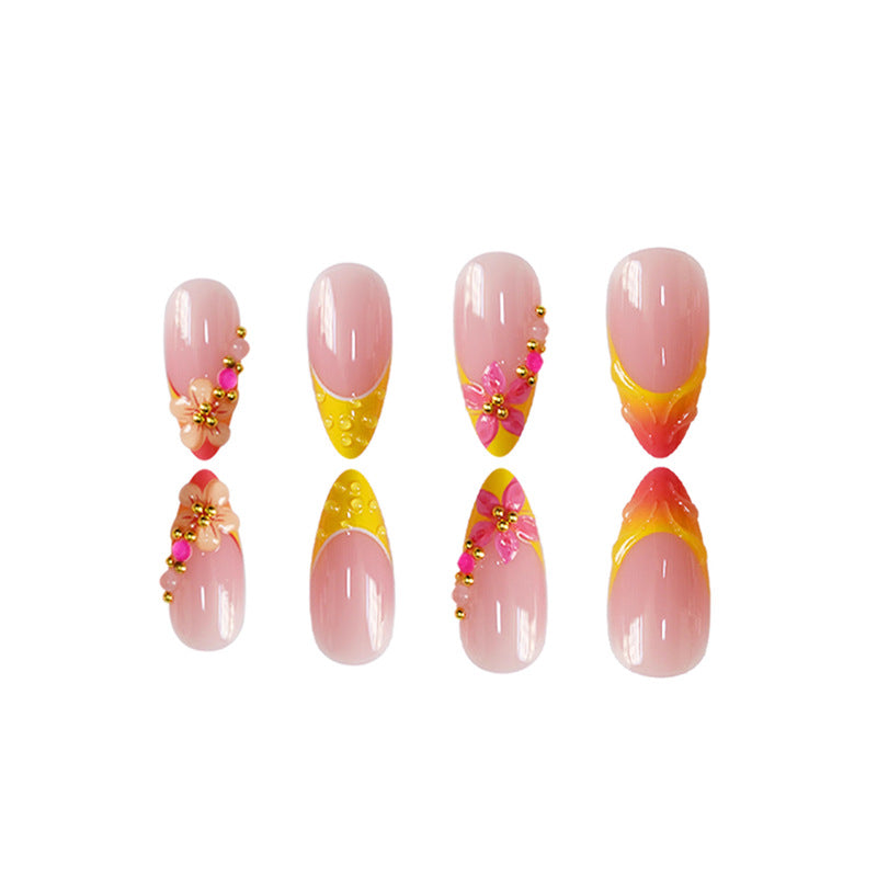 3D Floral Accent Press-On Nail Art Set Acalora
