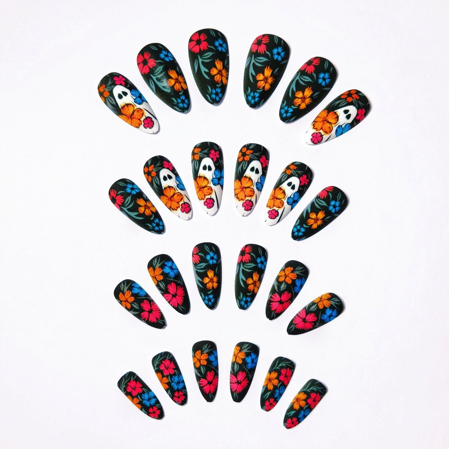 Artistic Floral Skull Nail Art Acalora