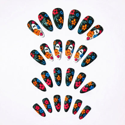 Artistic Floral Skull Nail Art Acalora