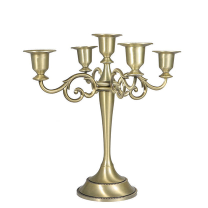 Ornate Gold Five-Arm Metal Candelabra Centerpiece Acalora