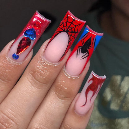 Artistic Press-On Nail Set with Spider-Man Theme Acalora