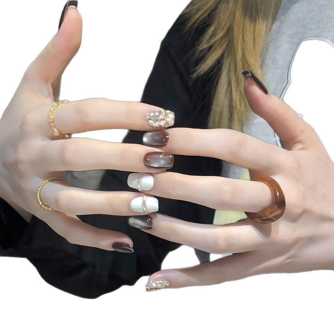 Press-On Nail Art Set with Ombre and Glitter Accents Acalora