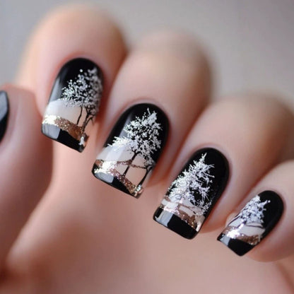 Artificial nails in elegant winter forest design Acalora