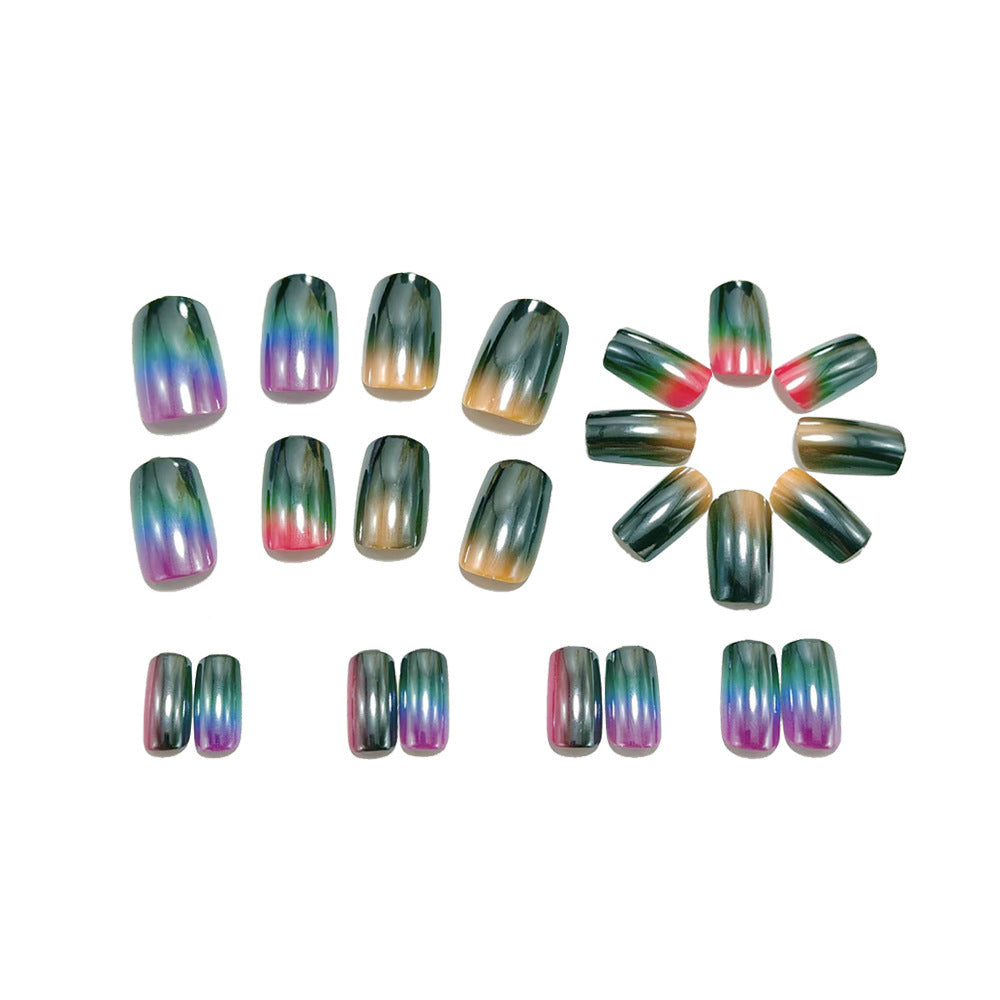 Acrylic Nail Set with High Gloss Metallic Finish Acalora