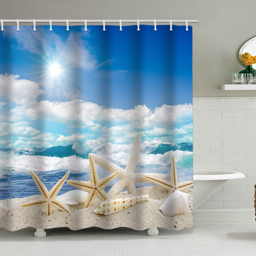 Beach-Themed Shower Curtain Bowlift