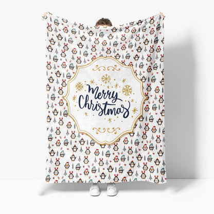 Festive Holiday-Themed Fleece Throw Blanket