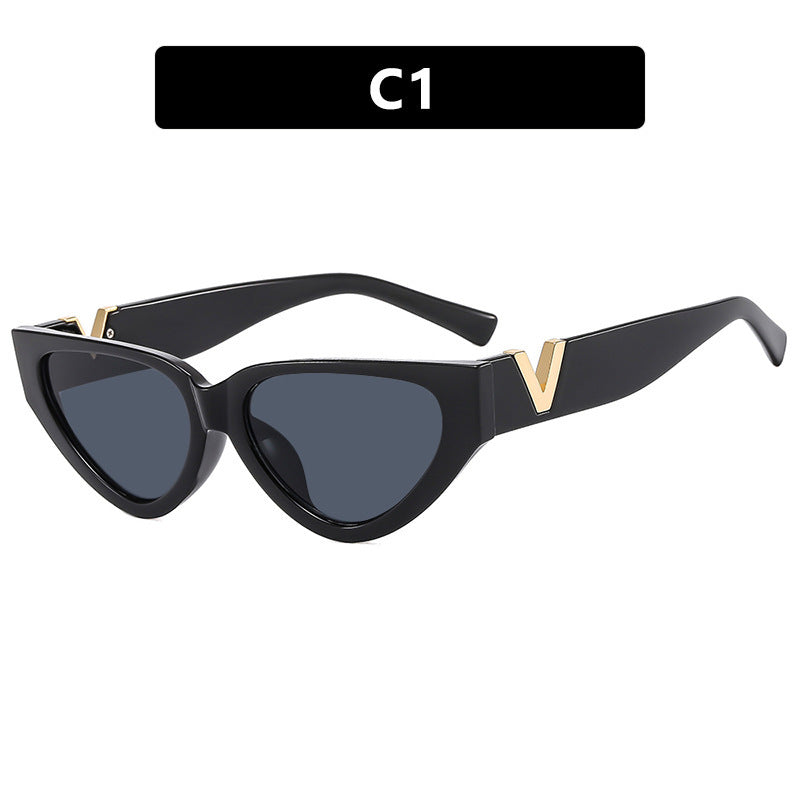 Women's Cat-Eye Sunglasses with modern stripe pattern and elegant accent Karnz