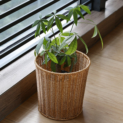 Handwoven Round Wicker Waste Basket Bowlift
