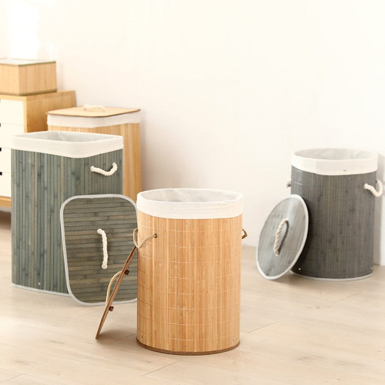 Elegant Laundry Basket Made of Bamboo with Practical Lid Acalora