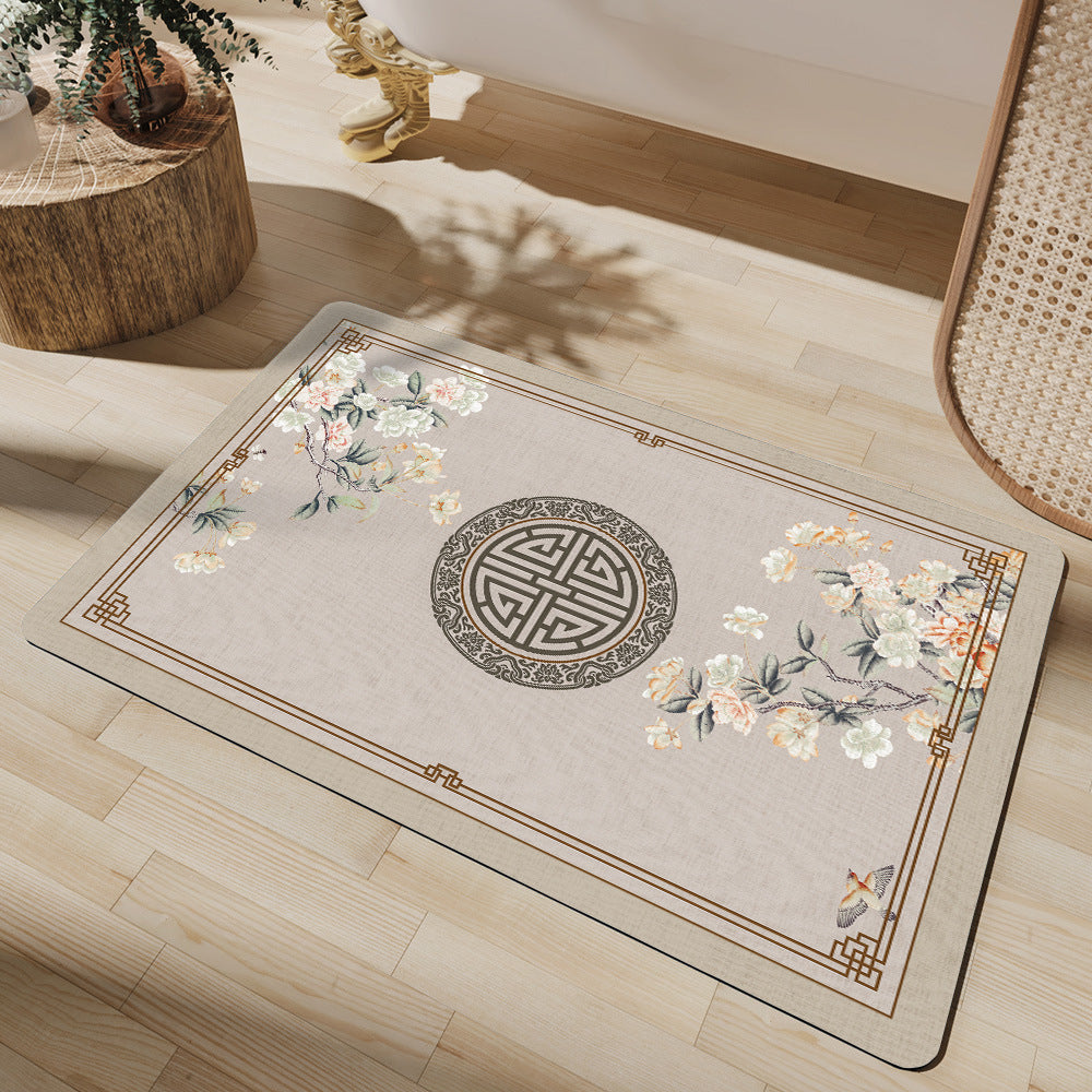 Artistic Floral Bath Mat Acalora