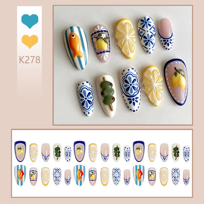 Creative nail art set with floral and animal designs Acalora
