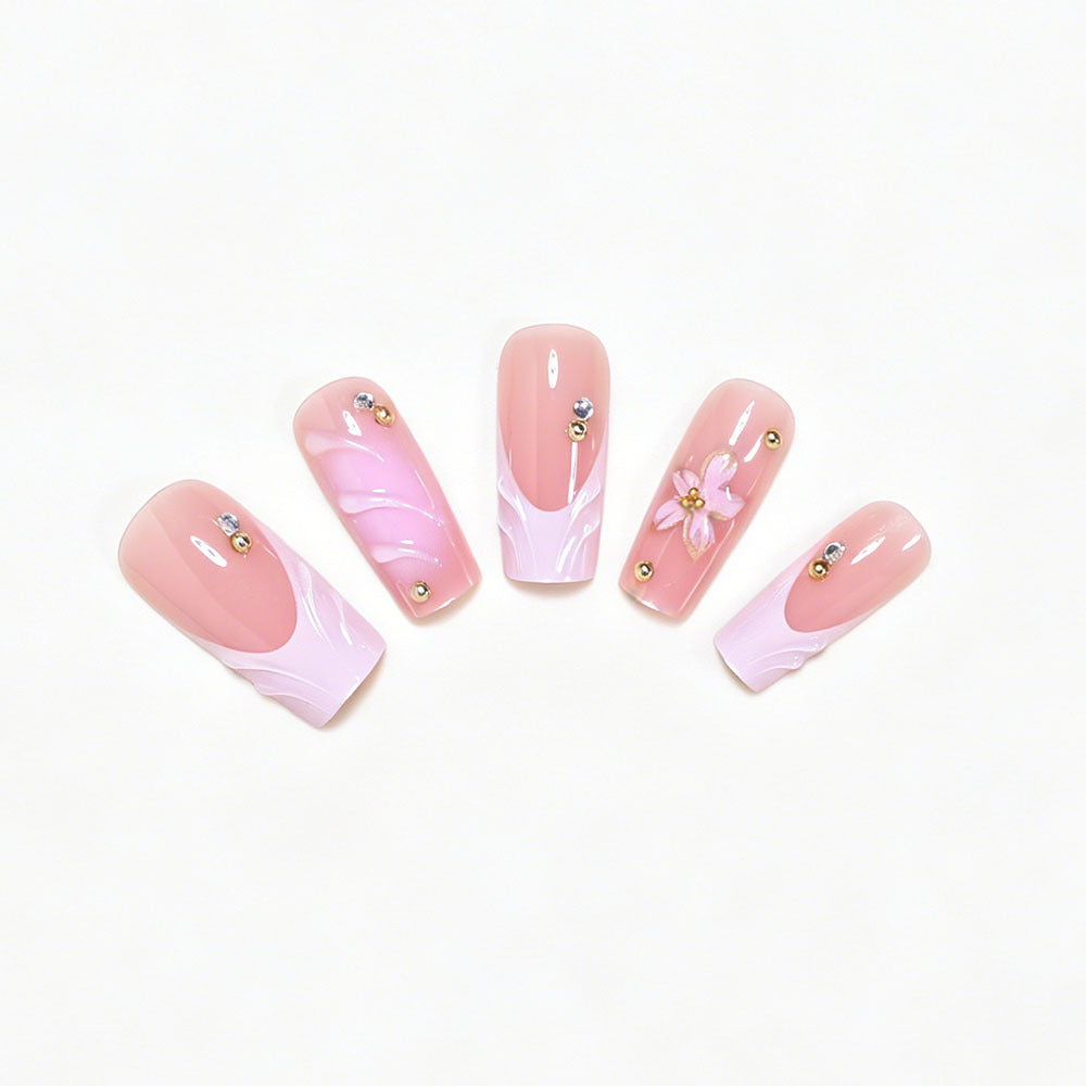 Elegant Floral Nail Art Press-On Set Acalora