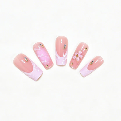 Elegant Floral Nail Art Press-On Set Acalora