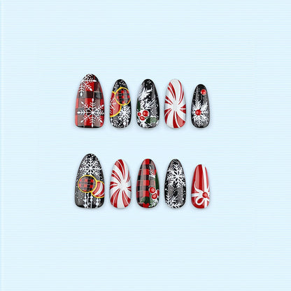 Artificial nails in festive Christmas design Acalora