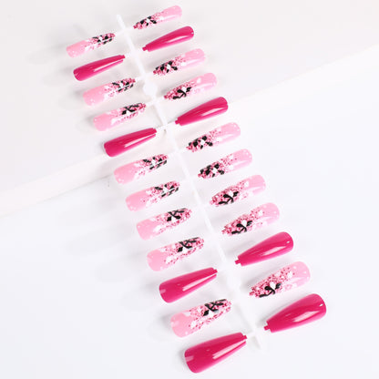 Artificial nails with floral and glittering accent Acalora