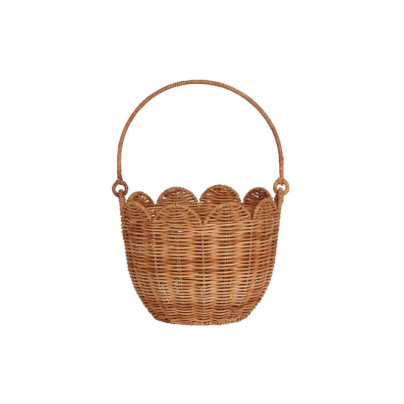 Scalloped Edge Woven Storage Basket Acalora