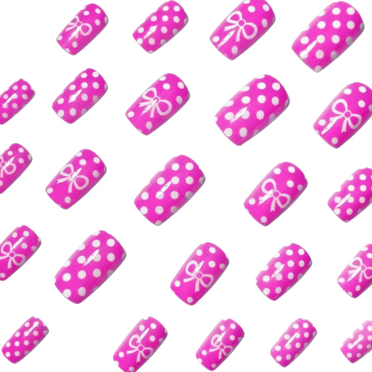 Stylish Polka Dot and Bow Nail Art Acalora