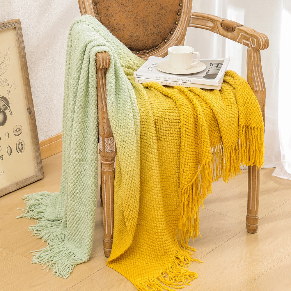 Luxury Textured Fringed Throw Blanket