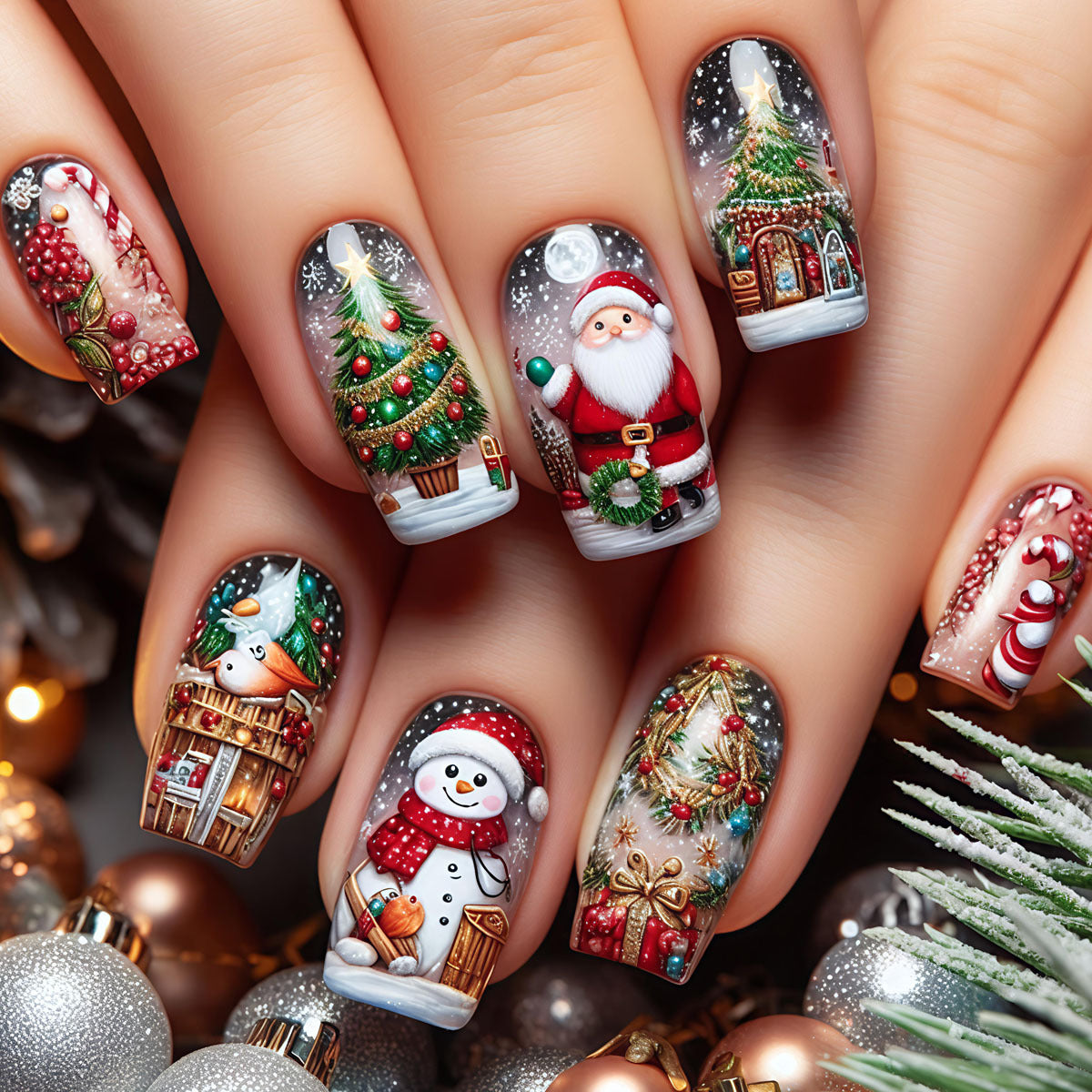 Festive 3D Holiday Nail Art Acalora
