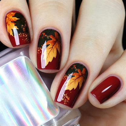 Artificial nails with autumn leaf design Acalora