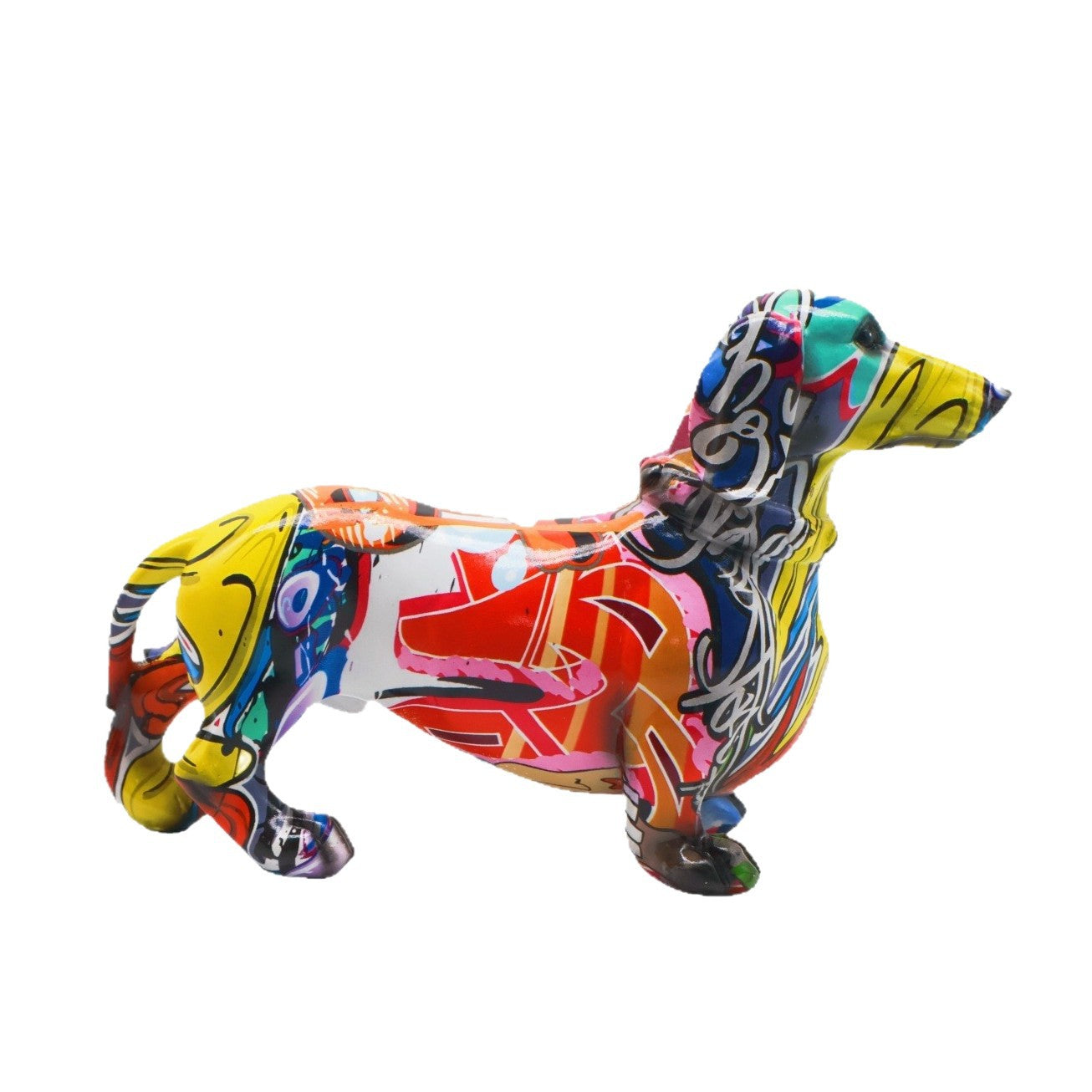 Colorful decoration figure of a dachshund in graffiti style Acalora