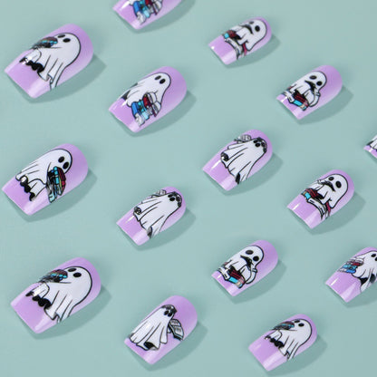 Artificial nails with playful ghost design Acalora