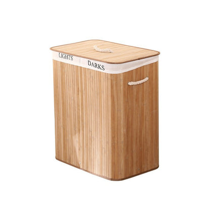 Elegant Laundry Basket Made of Bamboo with Practical Lid Acalora