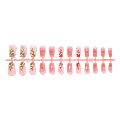 Holiday-Themed Press-On Nail Set with Beautiful Decorative Embellishments Acalora