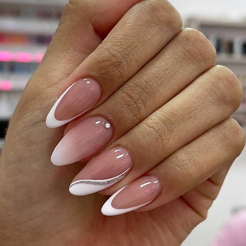Versatile Press-On Nail Set with Heart and Glitter Accents Acalora