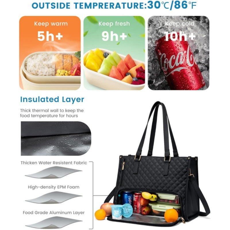 Quilted Multi-Functional Insulated Lunch Tote Acalora