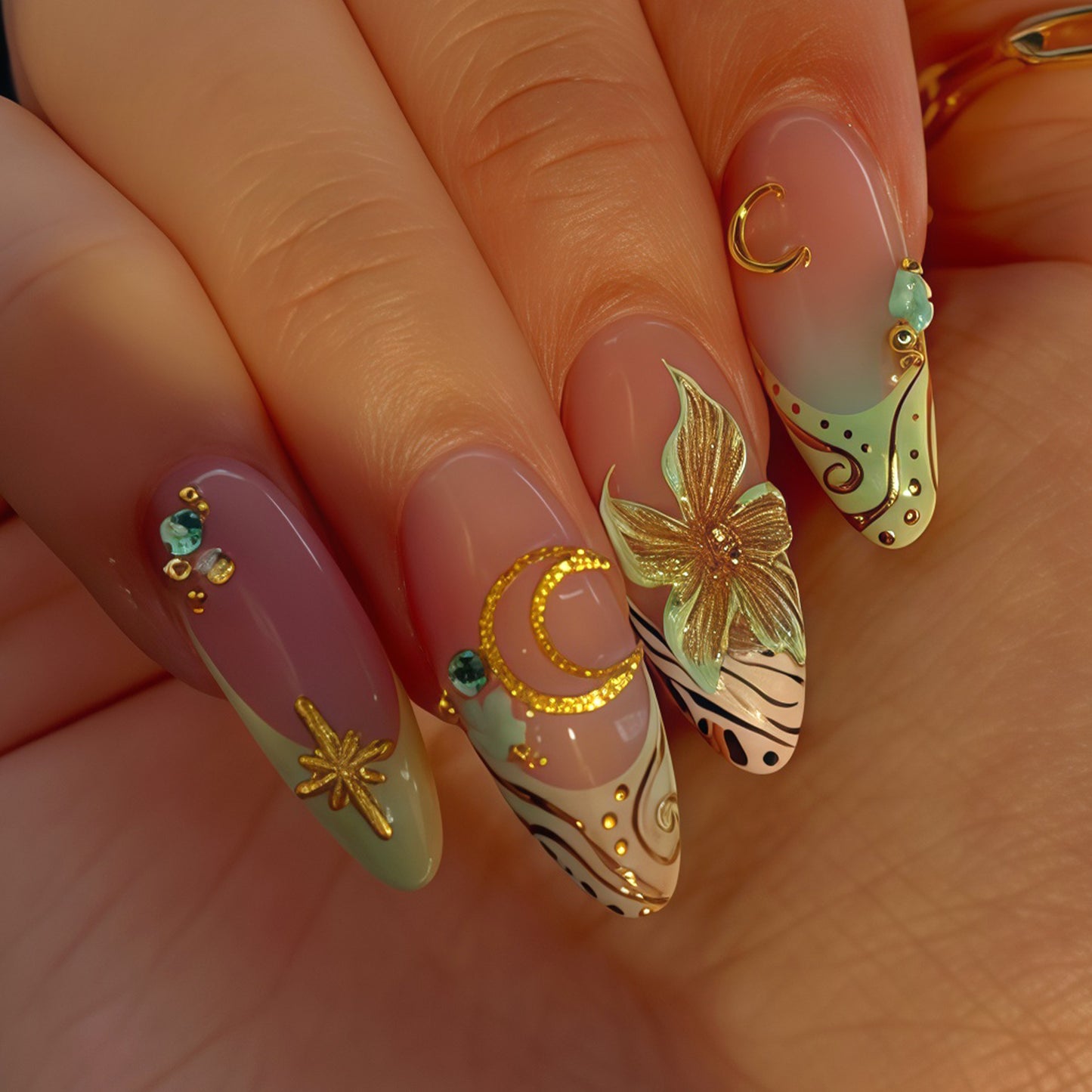 Artistic Stiletto Nail Art Design Acalora