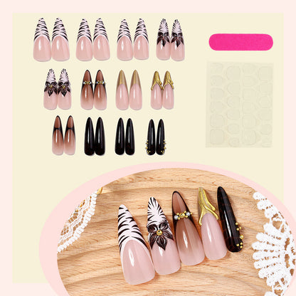 Artistic Stiletto Press-On Nail Set with Creative Patterns Acalora