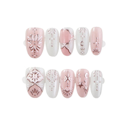 Elegant Press-On Nail Art Set with Intricate Embellishments Acalora