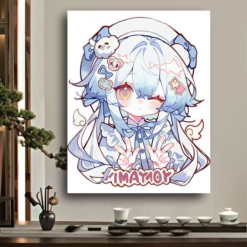 Whimsical Anime Character Canvas Art