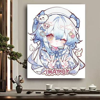 Whimsical Anime Character Canvas Art
