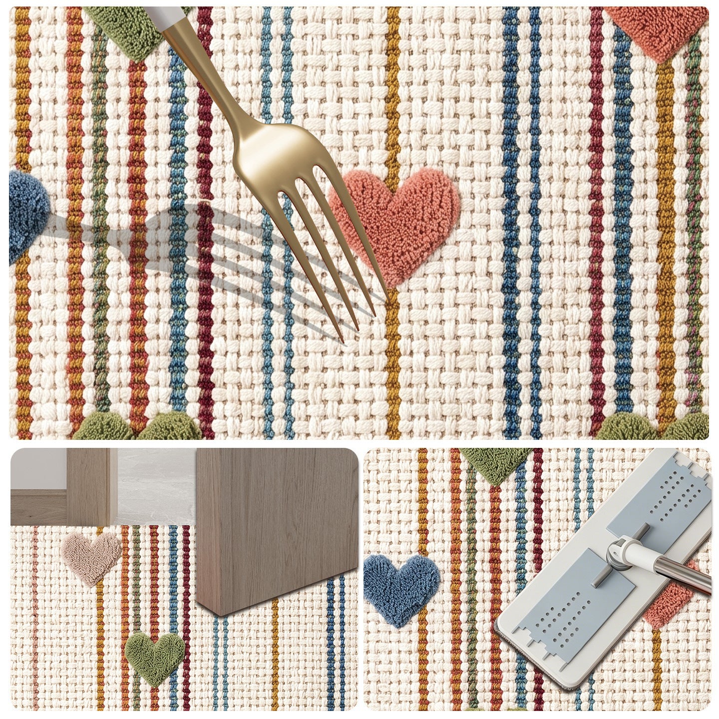 Heart Pattern Decorative Area Rug Acalora