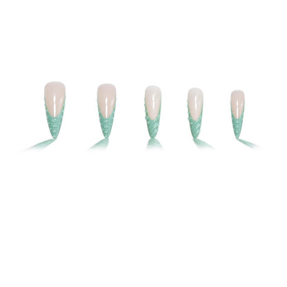 Artistic Stiletto Press-On Nail Design with 3D Shell Accents Acalora