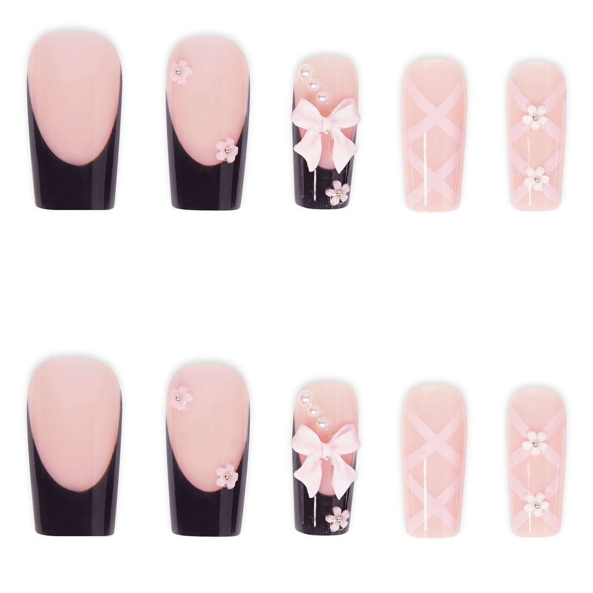 Decorative 3D Floral Press-On Nails Acalora