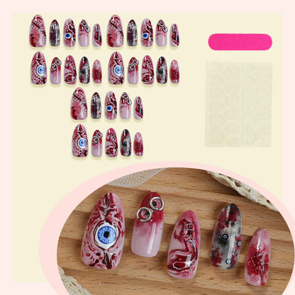 Artistic Theme Press-On Nails Set with Unique Design Elements Acalora