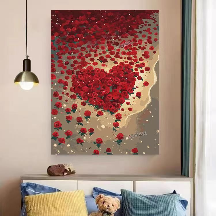Heart and Floral Swirl Canvas Artwork