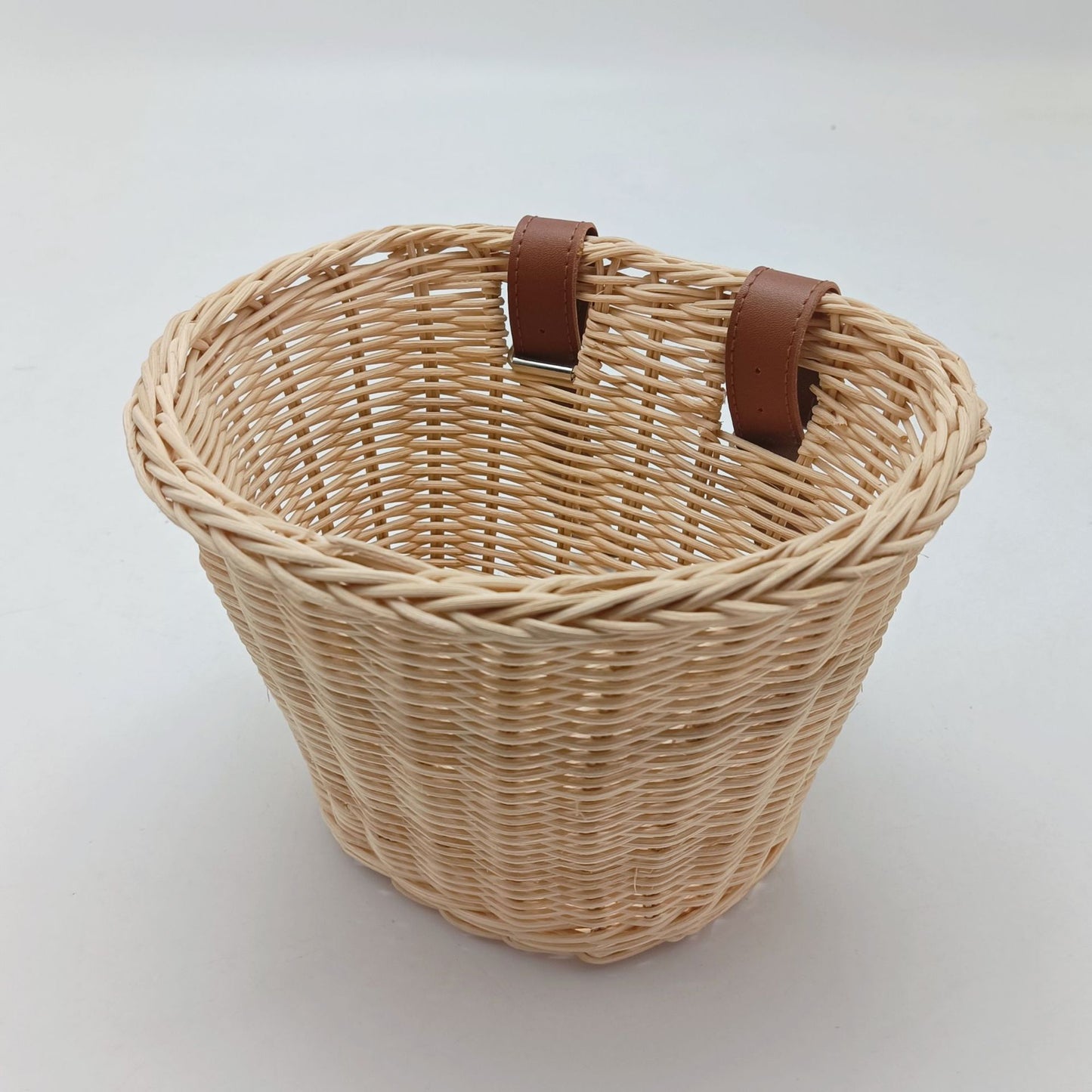 Decorative Woven Storage Basket with Leather Handles Acalora
