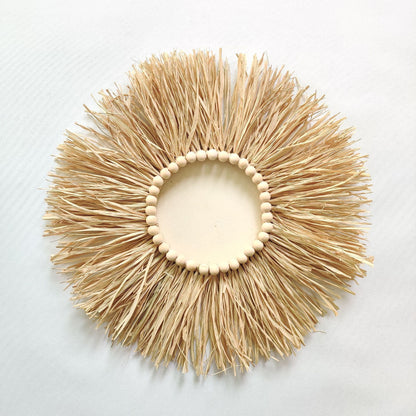 Decorative wall decoration with synthetic fiber and wooden beads Acalora